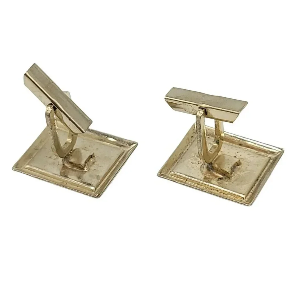 Florida Cufflinks State Lucite Plastic Cover Gift Souvenir MCM Gold Tone Vintage